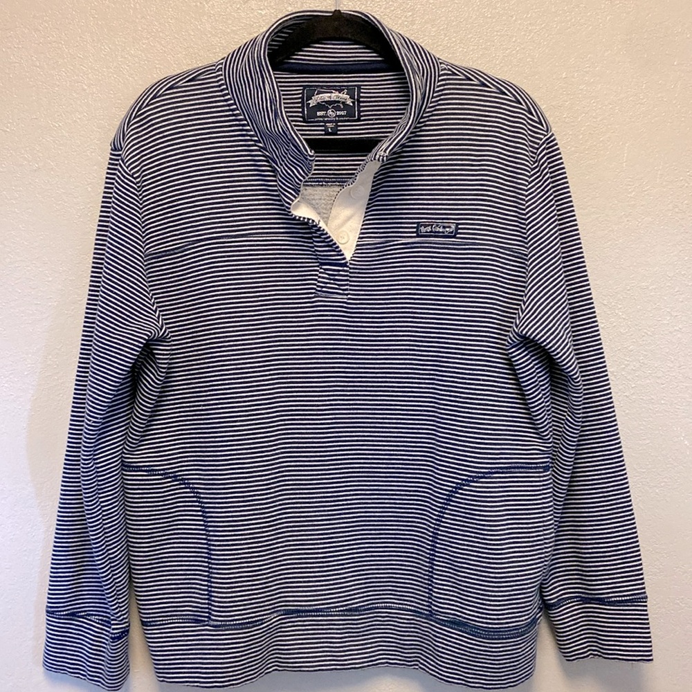 State of Mine North Carolina Blue White Striped Fleece Pullover Sweatshirt 3369